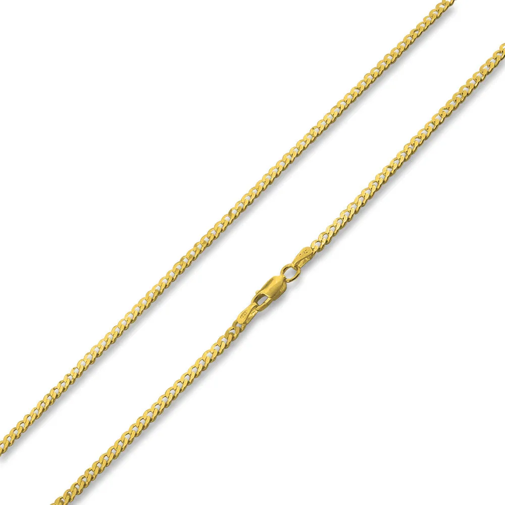 14K Gold Plated Sterling Silver Curb Chain 3MM