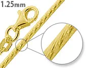 14K Gold Plated Sterling Silver Glitter Snake Chain 1.25mm