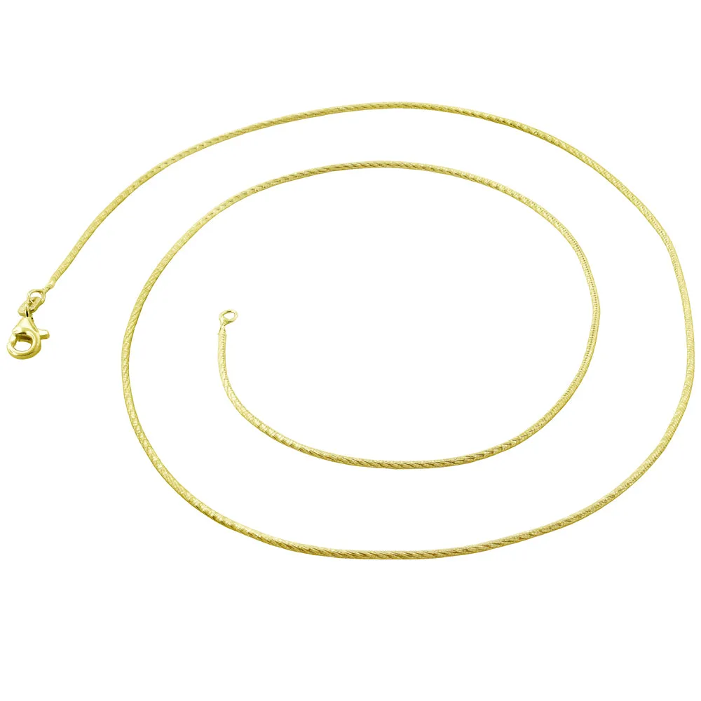 14K Gold Plated Sterling Silver Glitter Snake Chain 1.25mm