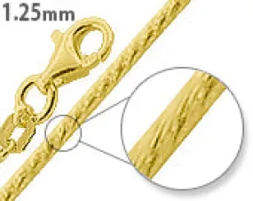 14K Gold Plated Sterling Silver Glitter Snake Chain 1.25mm