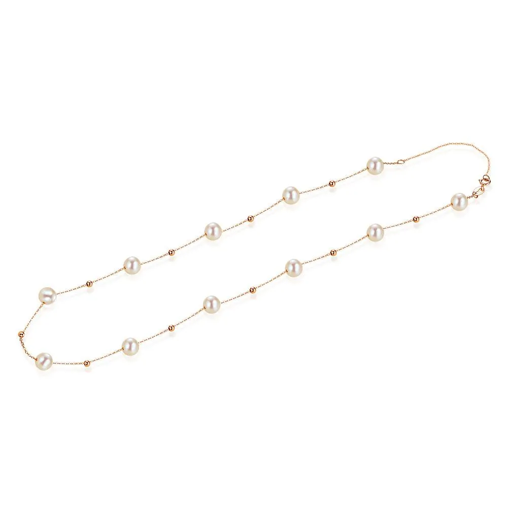 18K/ 750 Rose Gold Pearls Necklace MKN7070