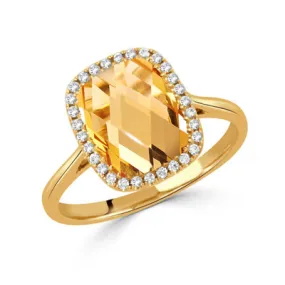 18K YELLOW GOLD DIAMOND AND GOLDEN CITRINE RING