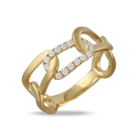 18K YELLOW GOLD DIAMOND LINK BAND WITH SATIN FINISH