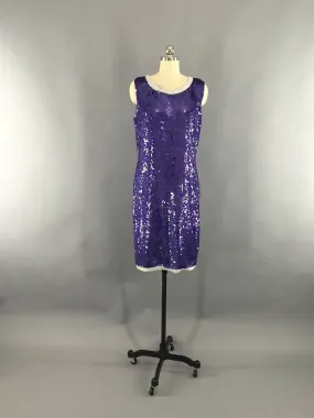 1980s Vintage Purple Sequin Dress