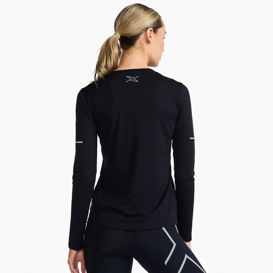 2XU Aero Long Sleeve Tee | Black / Silver Reflective | Womens