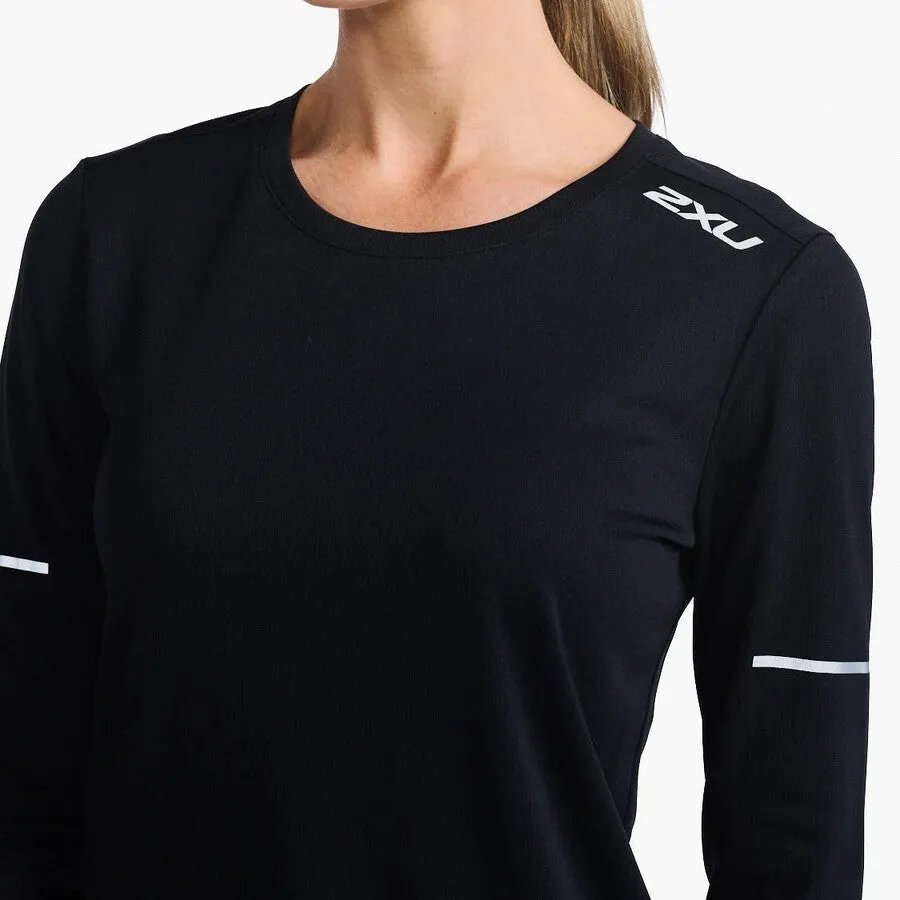 2XU Aero Long Sleeve Tee | Black / Silver Reflective | Womens