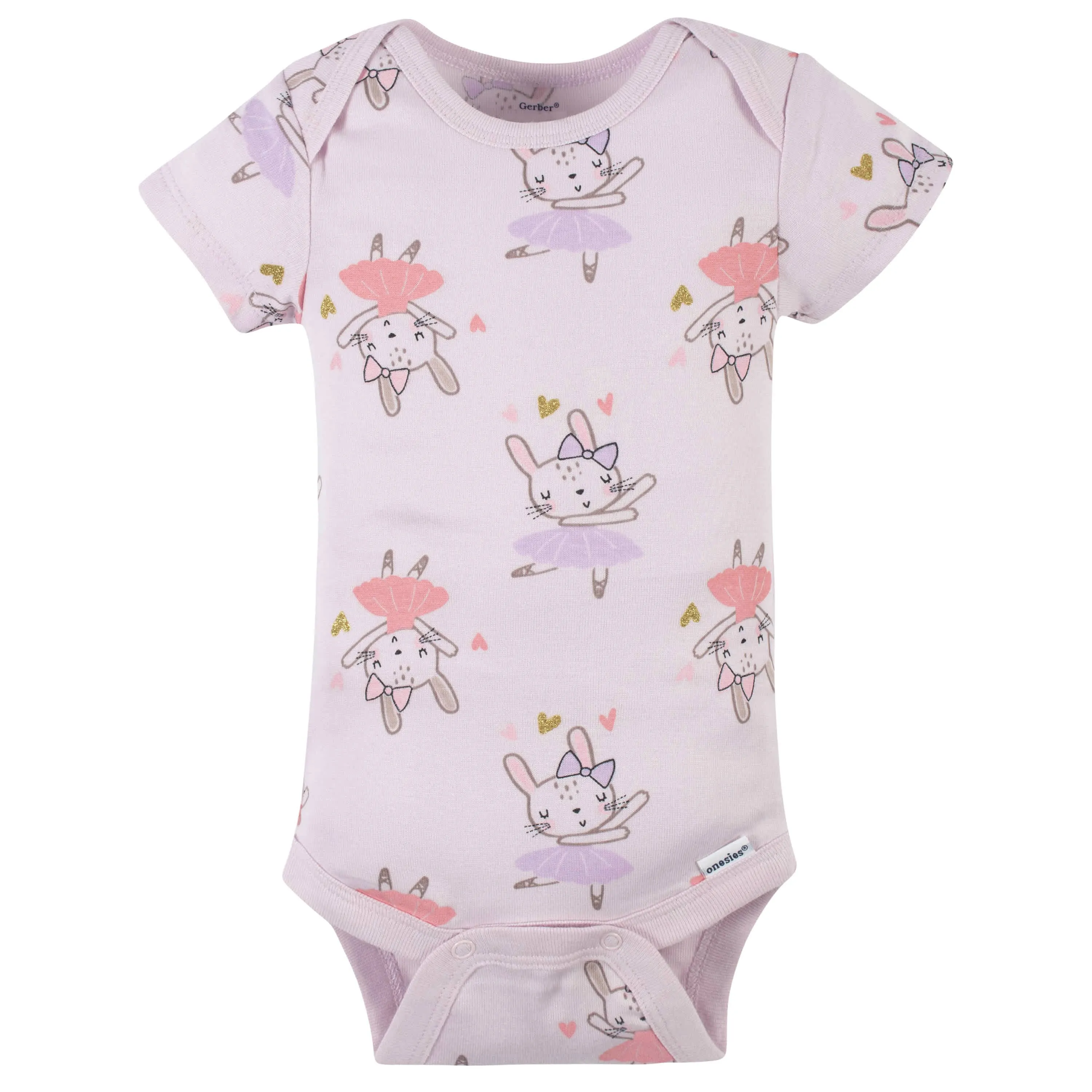 4-Pack Baby Girls Bunny Ballerina Short Sleeve Onesies Bodysuits