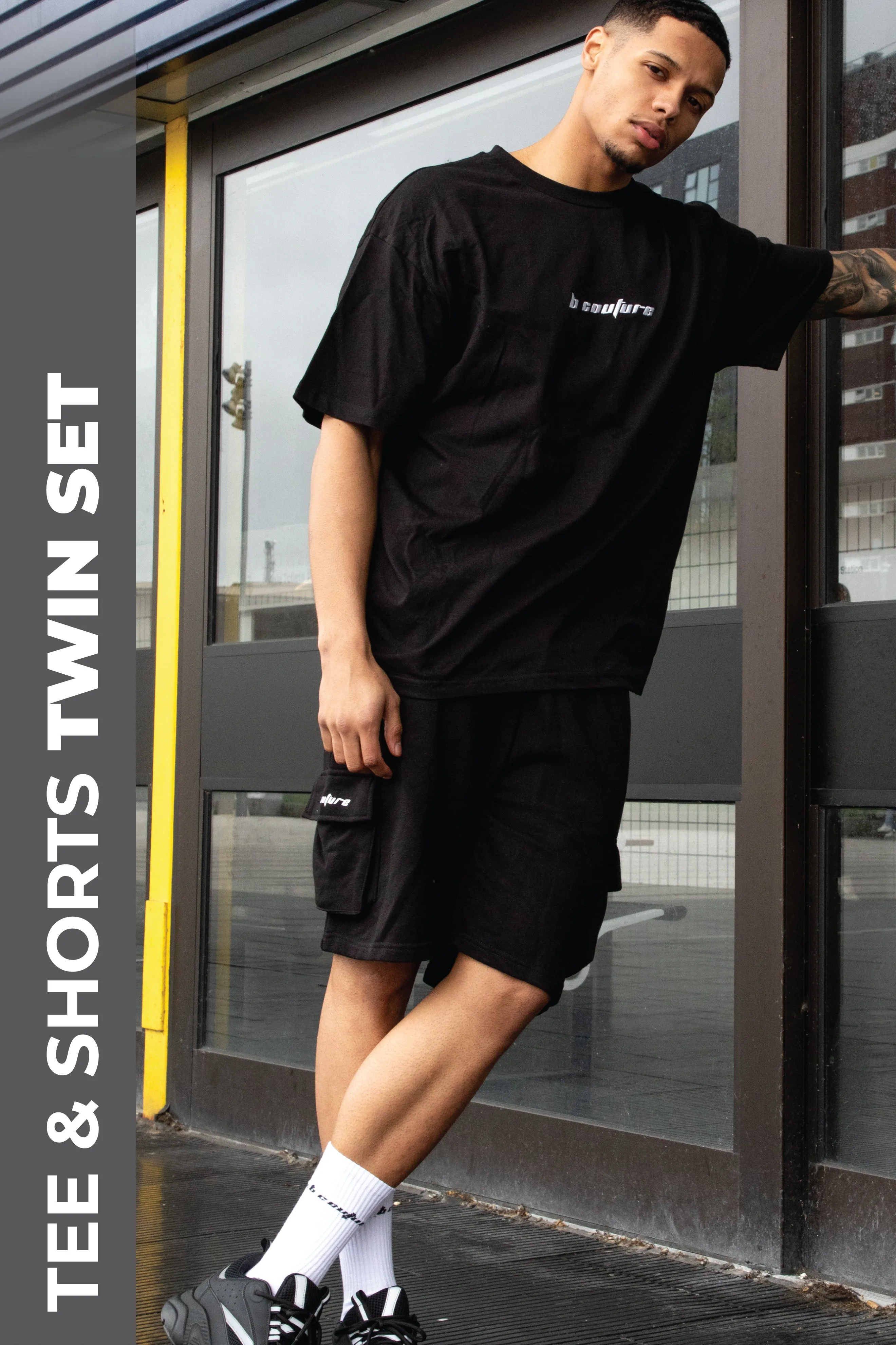 Acton T-Shirt & Cargo Short Set - Black