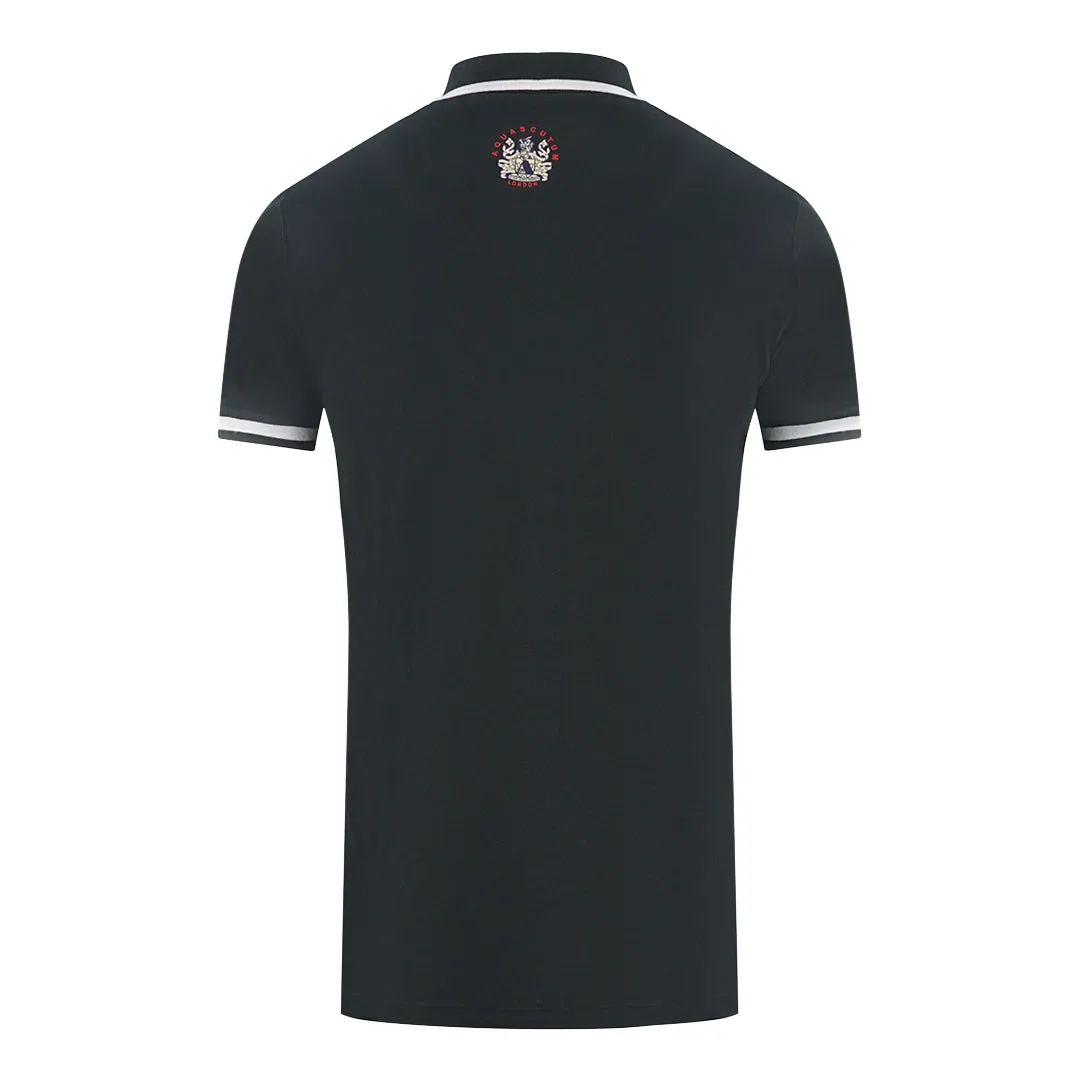 Aquascutum Embossed A Tipped Black Polo Shirt