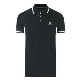 Aquascutum Embossed A Tipped Black Polo Shirt