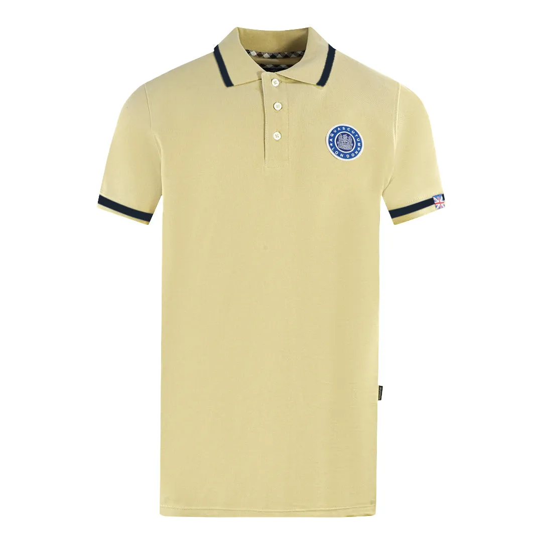 Aquascutum London Embroidered Badge Beige Polo Shirt