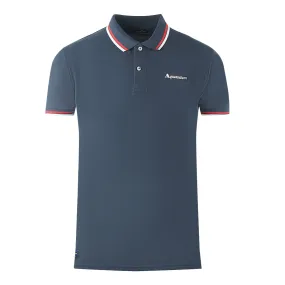 Aquascutum Twin Tipped Collar Brand Logo Navy Blue Polo Shirt