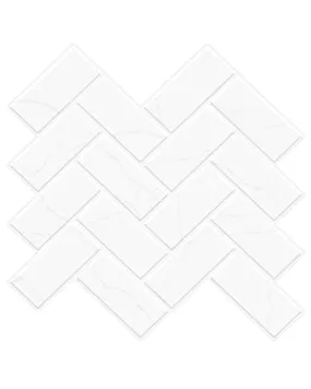 Art3d White Marble Herringbone Peel and Stick Backsplash Tiles (10 Tiles, Thicker Version)