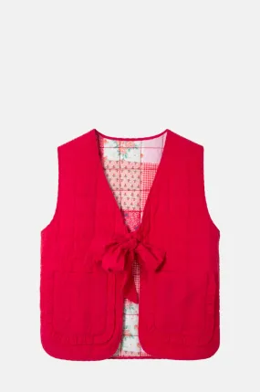 Arte Reversible Tie Gilet Red Ruffle