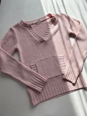 Baby pink knitted pockets sweatshirt jumper (S/M)