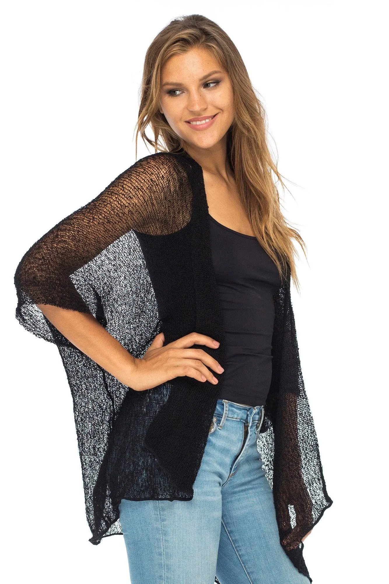 Back From Bali Womens Long Cardigan Open Front Shrug, Lightweight Sweaters for Dresses and Pants