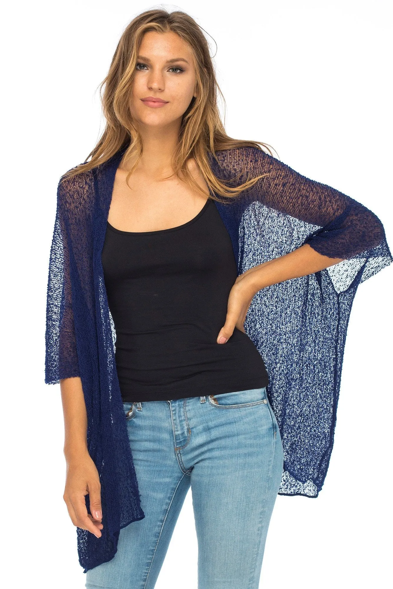 Back From Bali Womens Long Cardigan Open Front Shrug, Lightweight Sweaters for Dresses and Pants