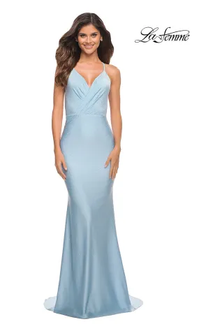 Beaded-Jersey Long Backless Prom Dress by La Femme