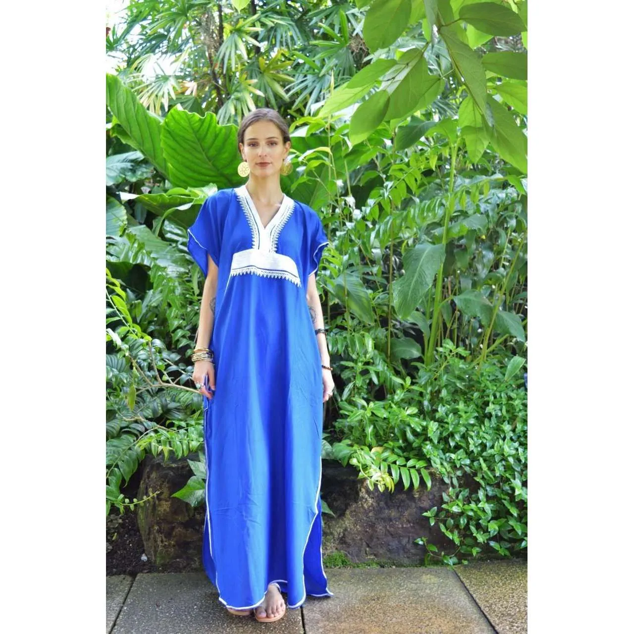 Blue Kaftan Maxi Dress Marine Style