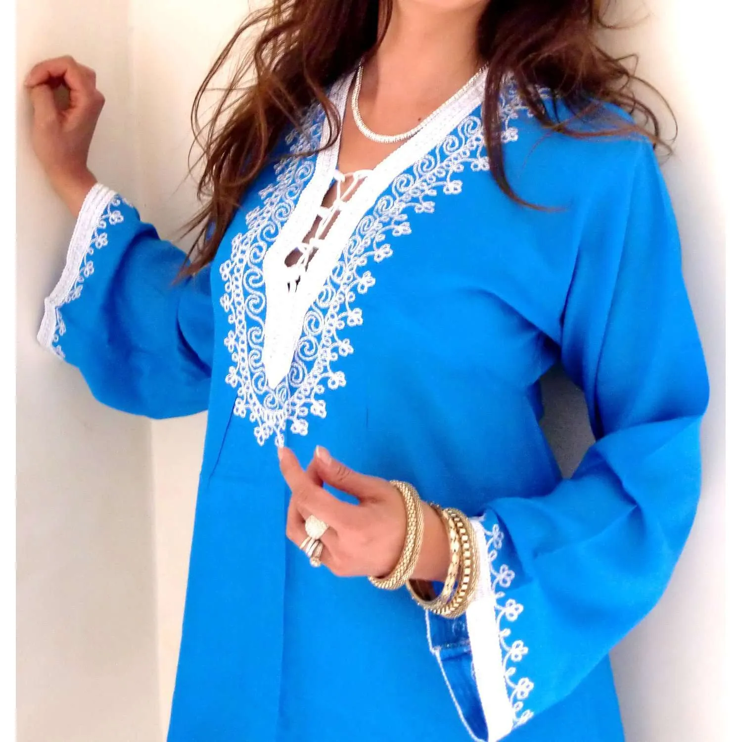 Blue Traditional Marrakech Tunic Shirt