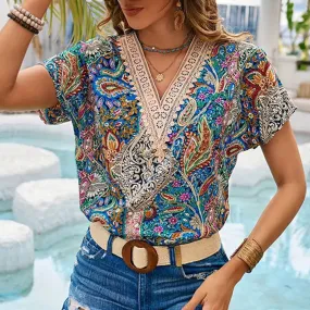 BOHO TROPICAL PRINT BLOUSE_CWTBLS0709