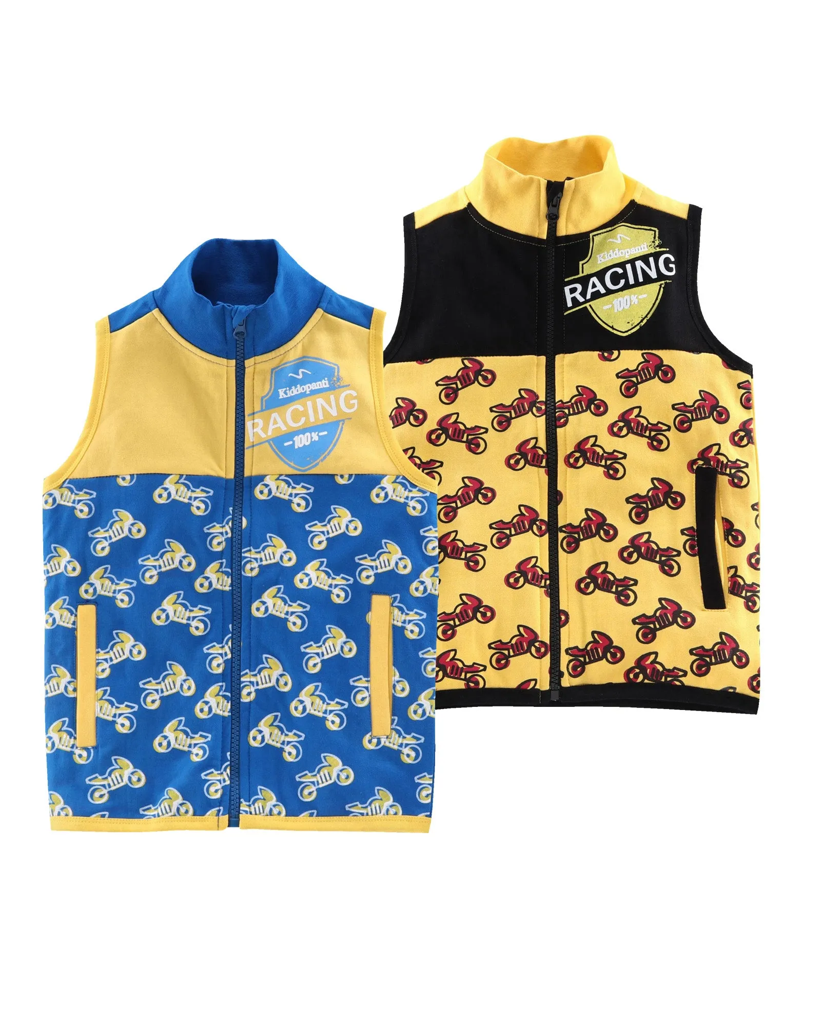 Boys Printed Front Open Sleeveless Sweatshirt Pack of 2