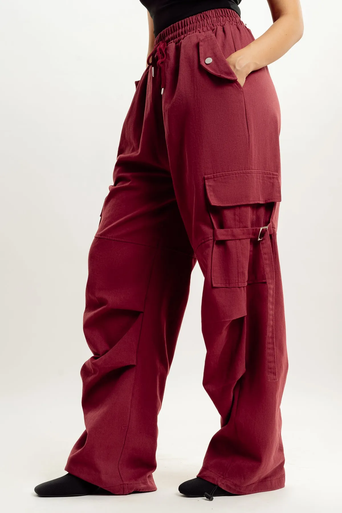 Burgundy Street Style Cargo Pant