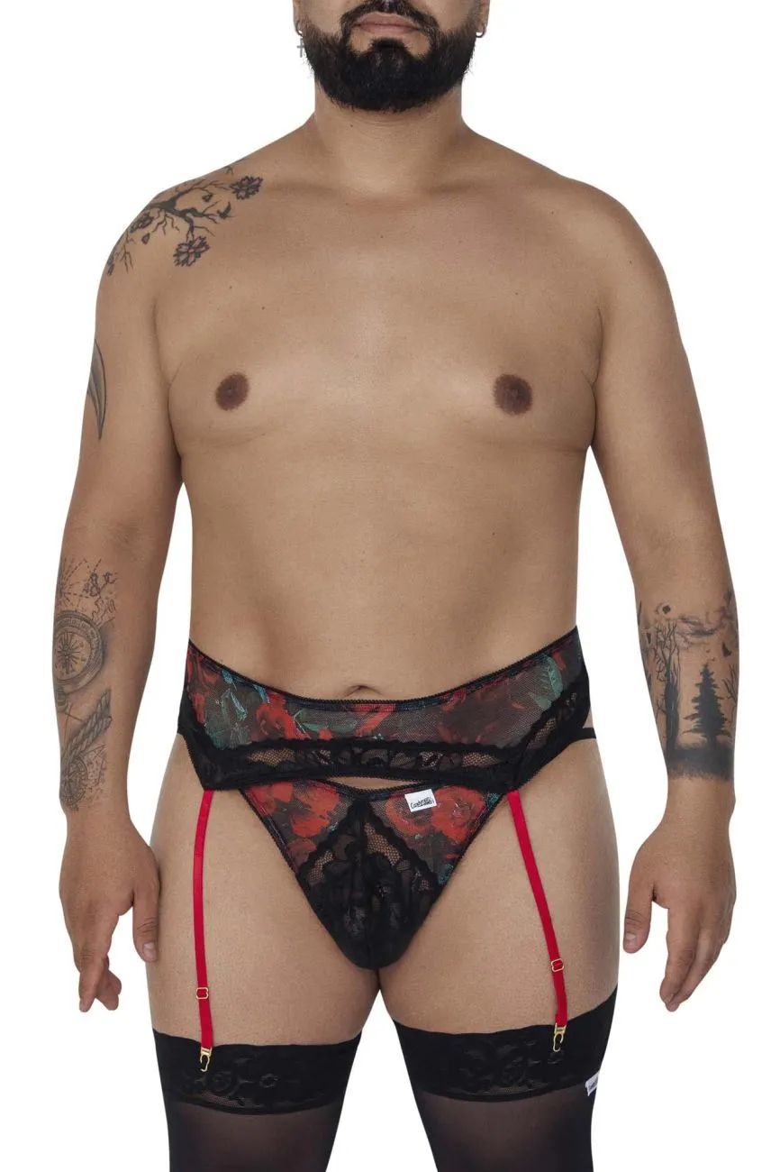 CandyMan 99688X Garter Thongs Two Piece Set Color Black