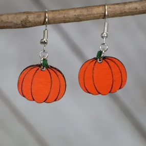 Cate's Concepts, LLC Women's Fall Pumpkin Wooden Dangle Earrings