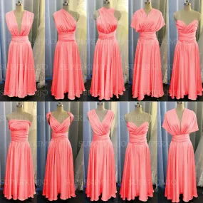 coral bridesmaid dresses long convertible infinite elegant wedding guest dress vestido dama de honor