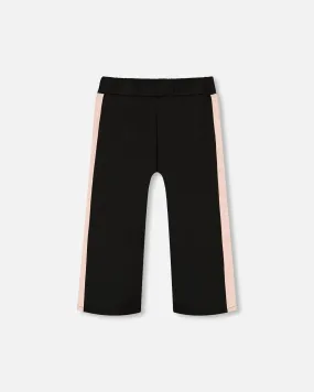 Cropped Wide Leg Pant With Contrast Band Black