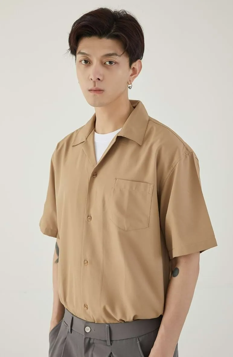 Cuban Collar Short Sleeve Button Shirt