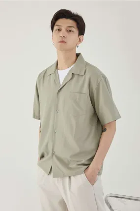 Cuban Collar Short Sleeve Button Shirt