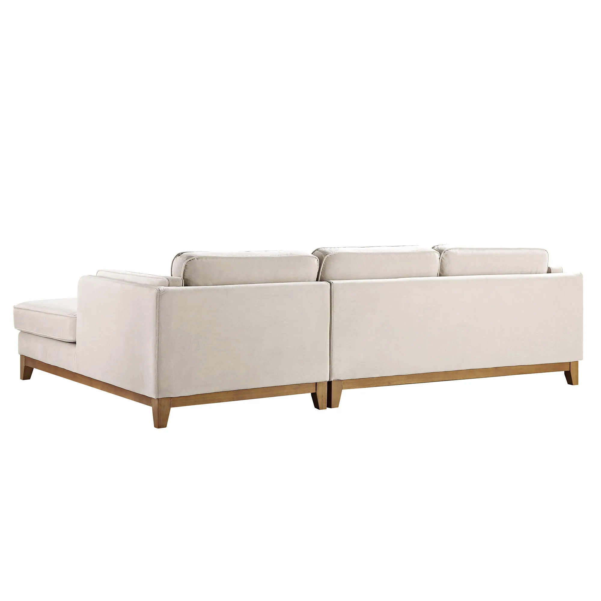 Dipley Champagne Velvet Sofa, Grande Chaise Sofa Right Hand