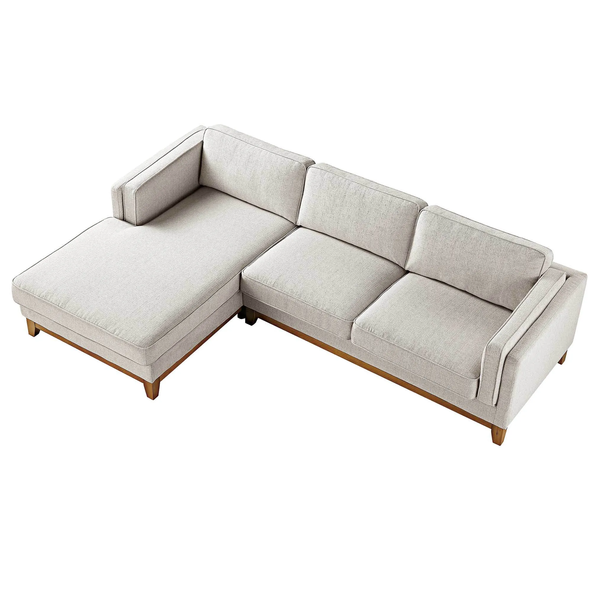 Dipley Oatmeal Woven Fabric Sofa, Grande Chaise Sofa Left Hand