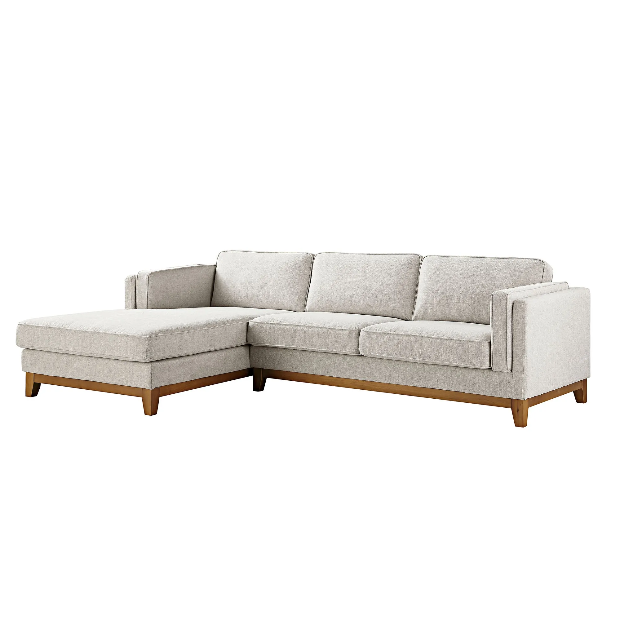 Dipley Oatmeal Woven Fabric Sofa, Grande Chaise Sofa Left Hand