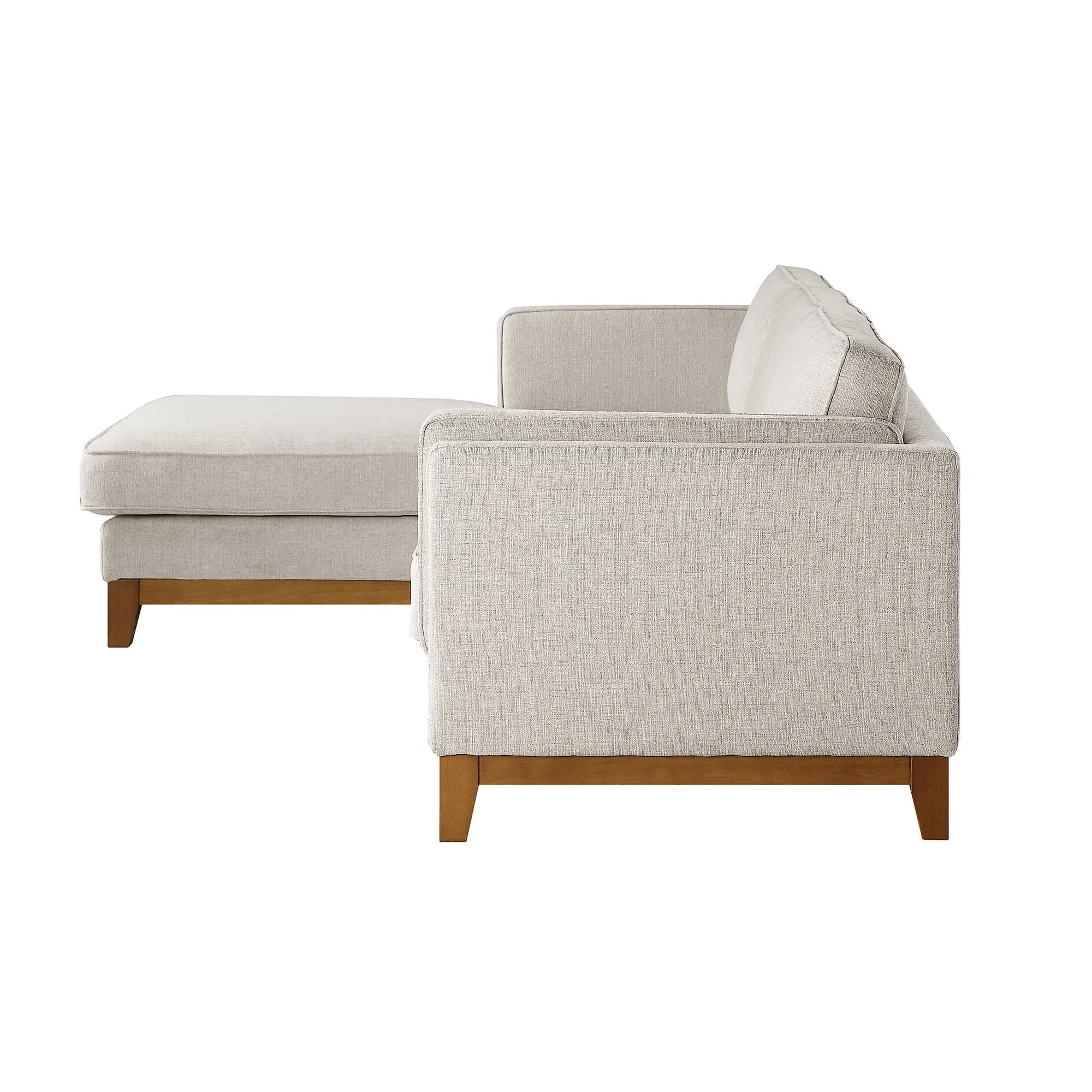 Dipley Oatmeal Woven Fabric Sofa, Grande Chaise Sofa Left Hand