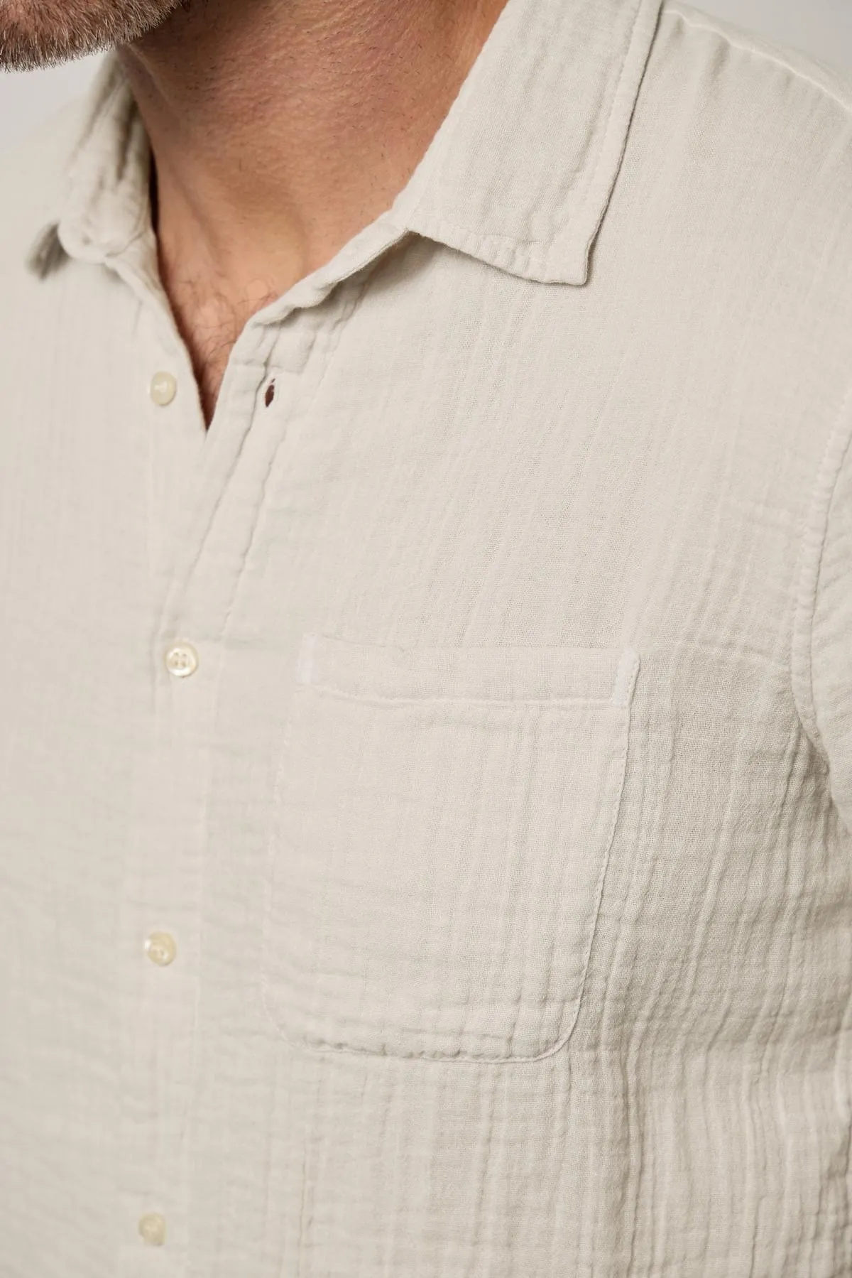 ELTON COTTON GAUZE BUTTON-UP SHIRT