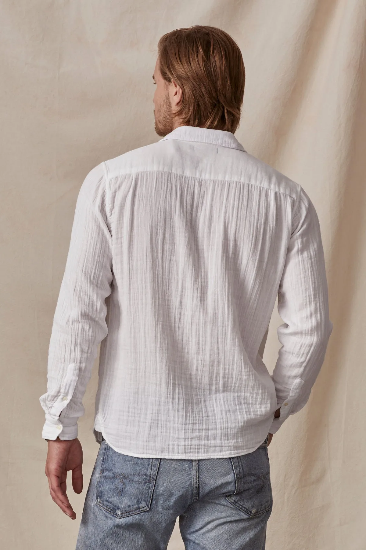 ELTON COTTON GAUZE BUTTON-UP SHIRT