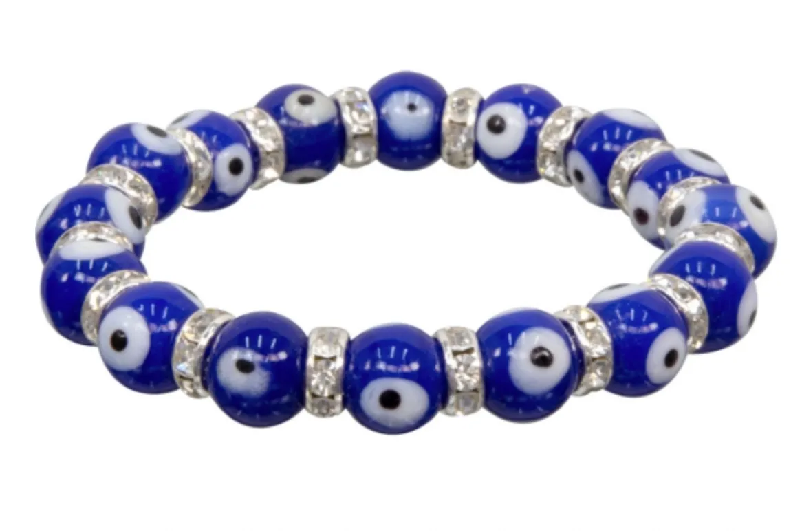 Evil Eye Glass Bead Bracelet