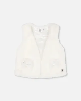 Faux Fur Vest Off White