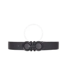 Ferragamo Black/Grey Leather Reversible Belt