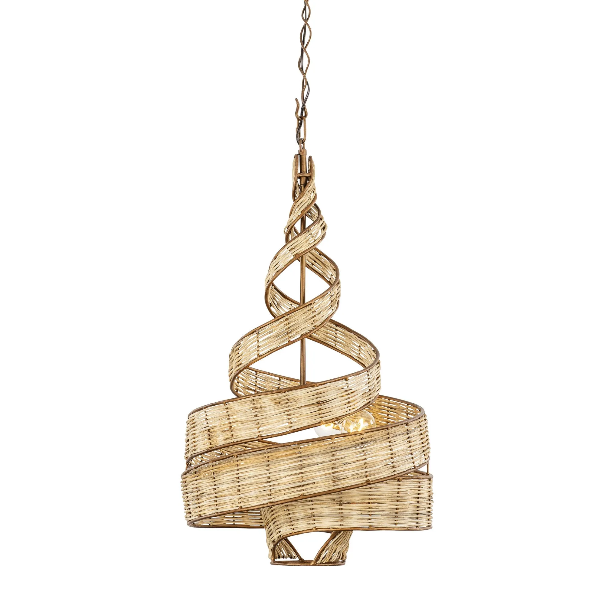 Flow 240P03BTR 3-Light Twist Pendant Light - Baguette/Natural Rattan