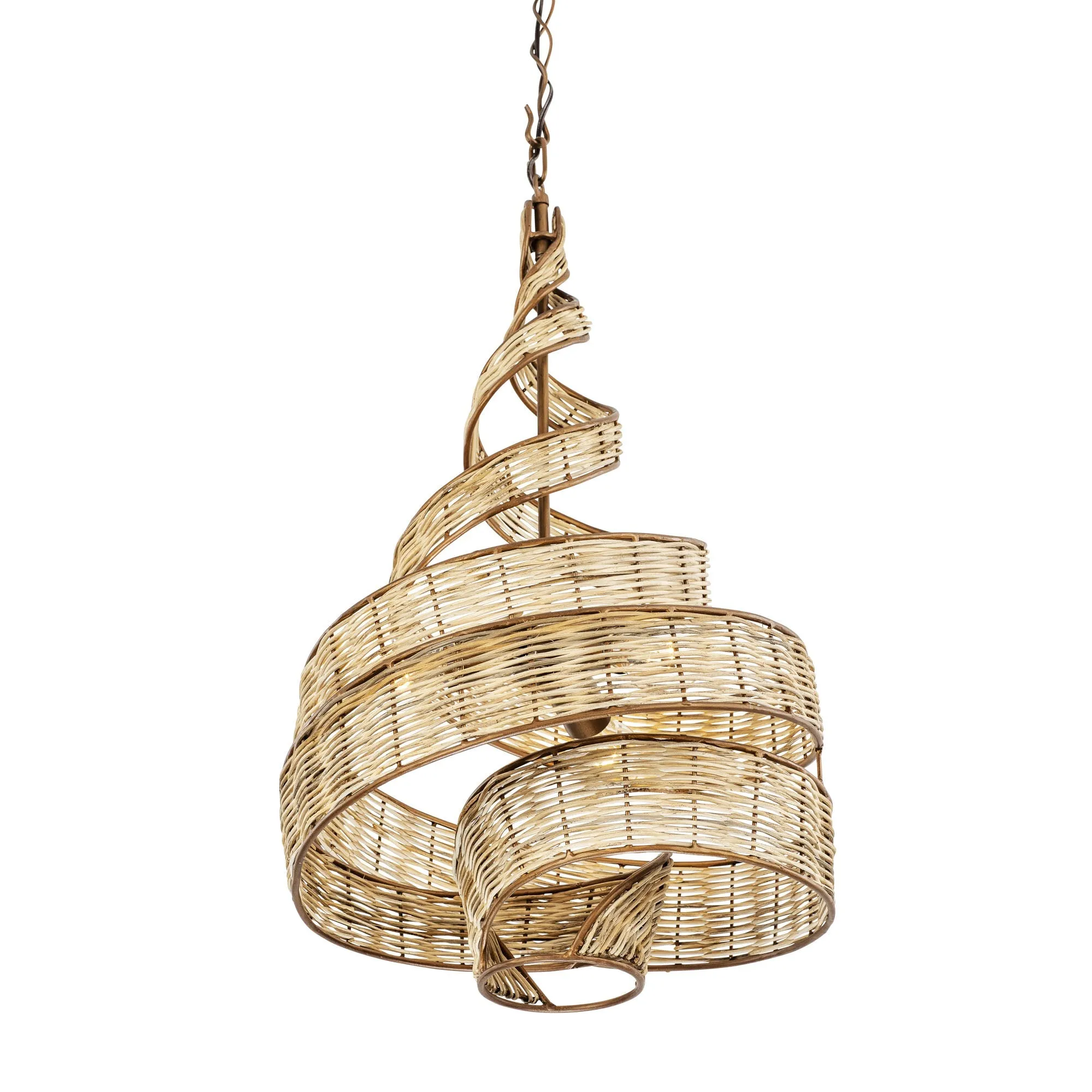 Flow 240P03BTR 3-Light Twist Pendant Light - Baguette/Natural Rattan