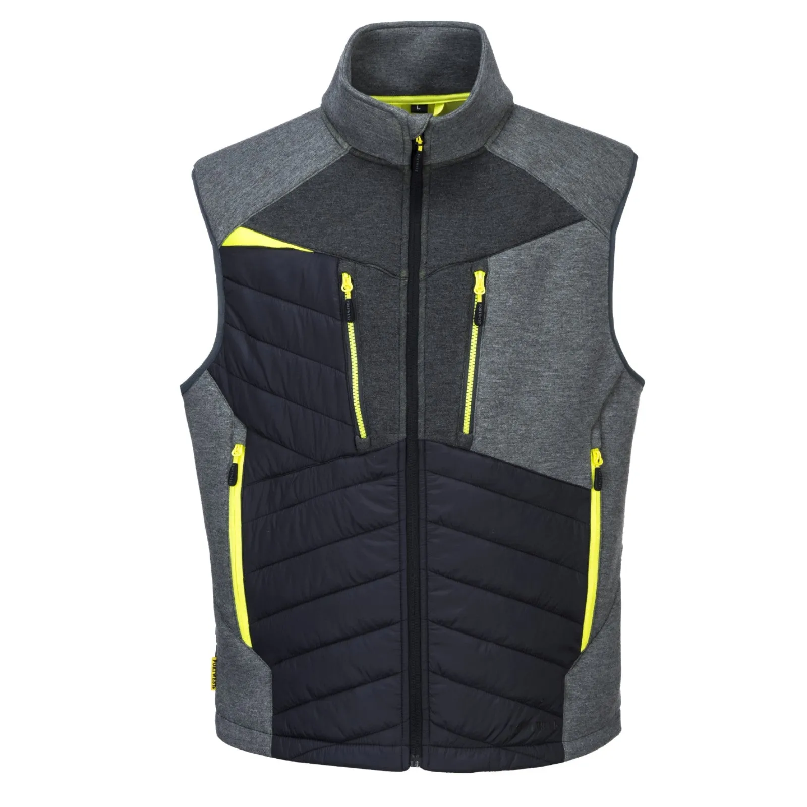 Gilet imbottito ibrido grigio con inserti giallo fluo taglia dalla S alla 3XL PORTWEST DX470