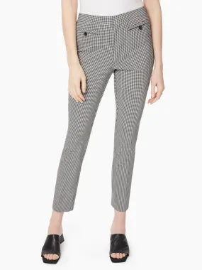 Gingham Tech Stretch Pull-On Ankle Pants