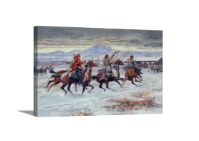 Going To A Christmas Ranch Party | Charles Russell Masters Classic Art in Gallery Wrapped Canvas | Various Sizes