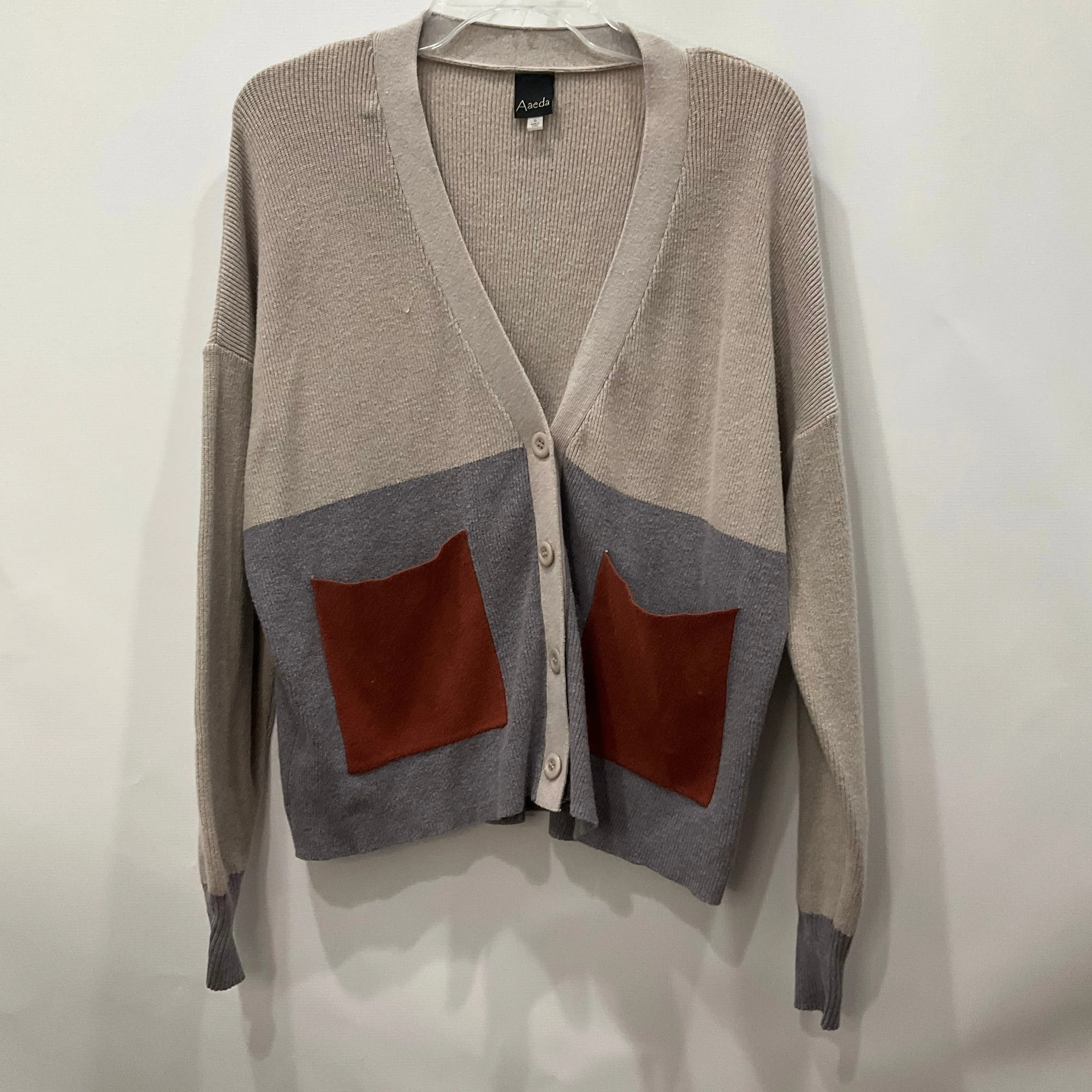 Grey & Orange Sweater Cardigan AEDA, Size L