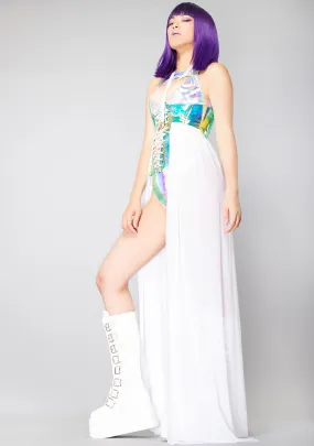 Heavenly Shimmer Harness Skirt in White Iridescent