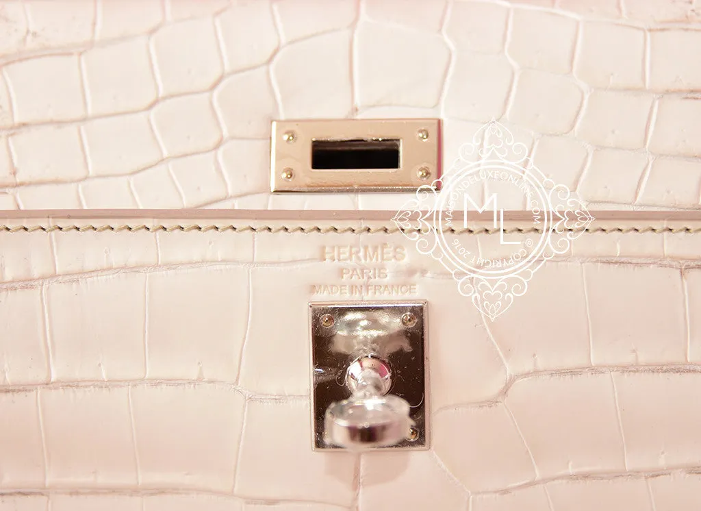 Hermes Blanc Himalayan Himalaya Kelly 25 White Crocodile